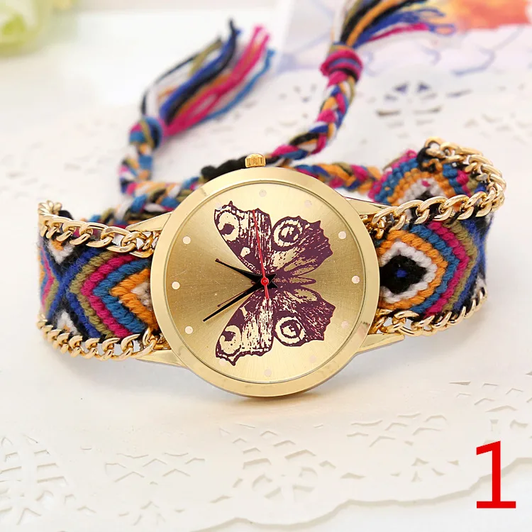 

fashion women watches clock butterfly leisure hand-woven knitting strap ladies dress quartz wristwatches
