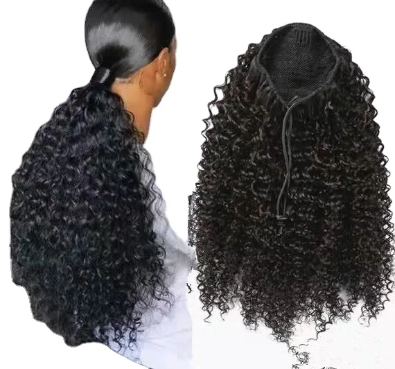 

9A top quality Afro kinky curly remy real human hair ponytail extensions clips in drawstring ponytail easy instrall 140g