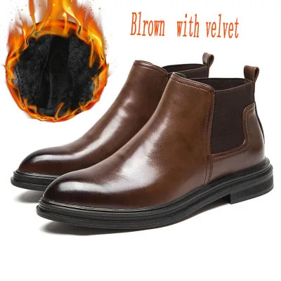 

Plus-size pointy overtoe leather boots business man boots, As photo