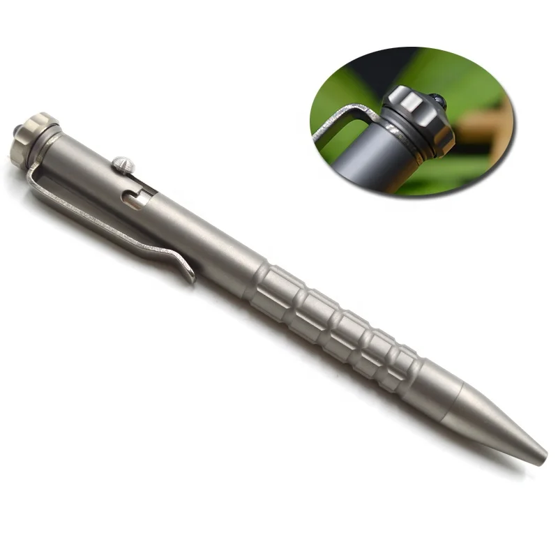 

Multi Function Self Protect Strong Camping Metal Titanium Bolt Action Survival Pen, Grey