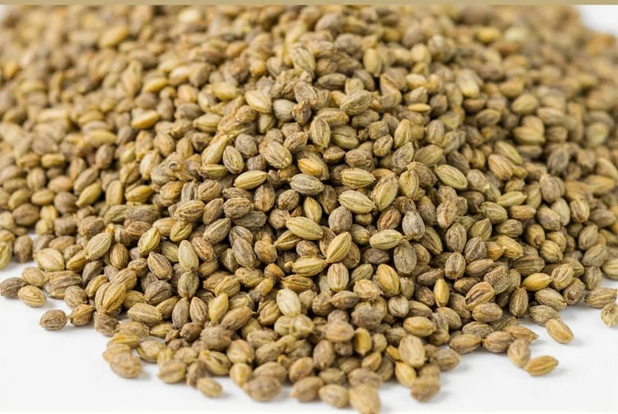 Close-up comparison of fennel seeds and anise seeds side by side on wooden background