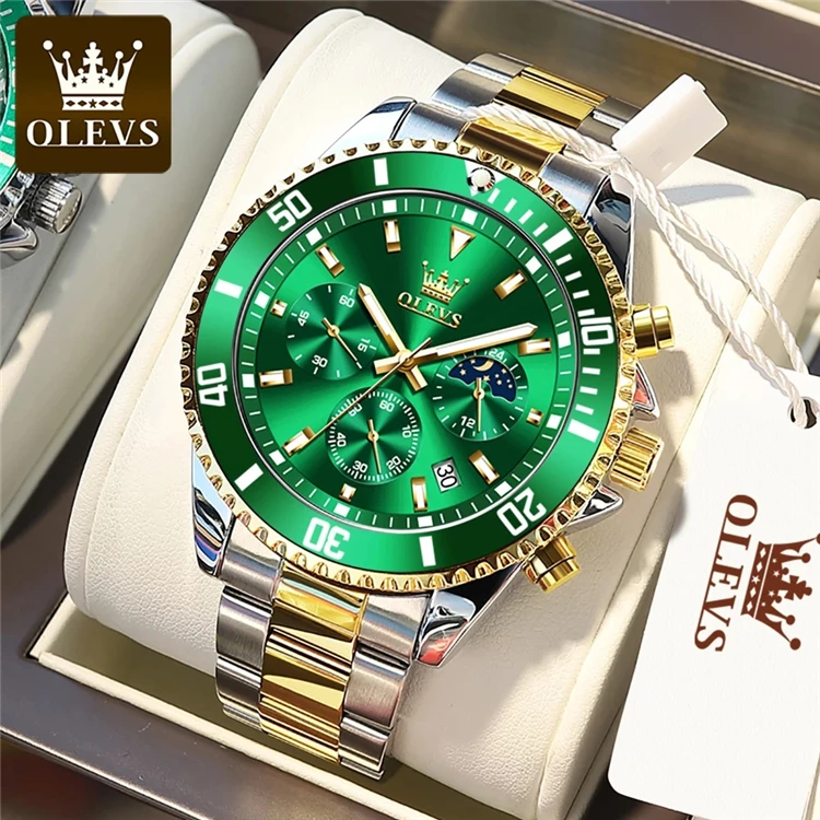 

OLEVS Watch 2870 Fast Shipping Relogio Masculino Men's Brand Quality Multifunctional Timing Three-Eye Luminous Waterproof Watch