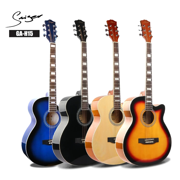 

GA-H15 OEM made in china Price Custom 40inch Block fingerbord inlay beginner Folk Acoustic Electric Guitar, Optioanl colors