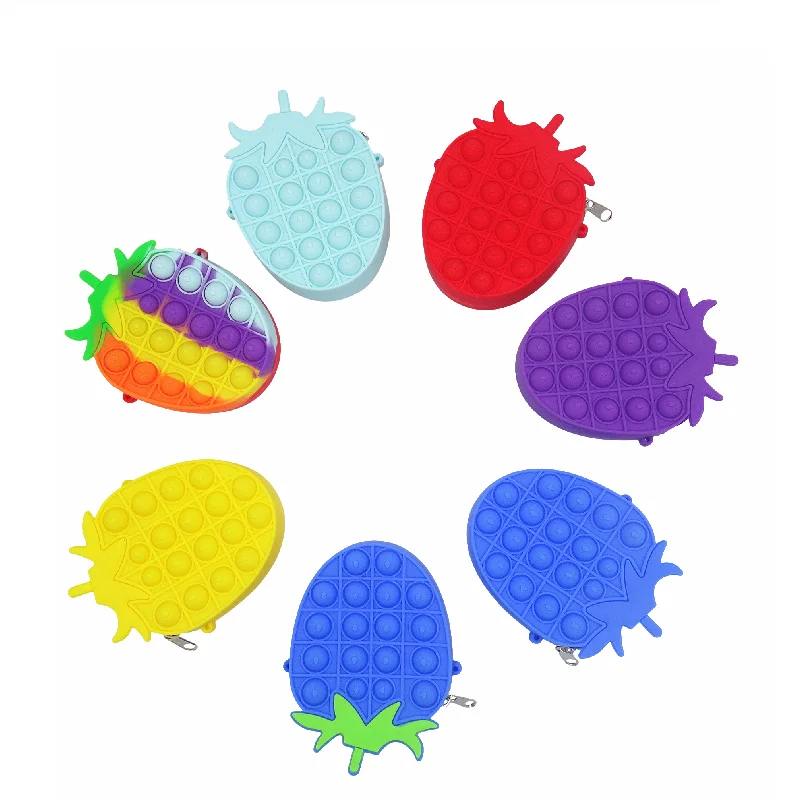 

Funny new silicone girl messenger bag children's sensory educational toys round zipper push bubble bubble toy coin purse