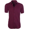 New arrival solid color summer short sleeve men formal dress men's office shirts Bikini made in China