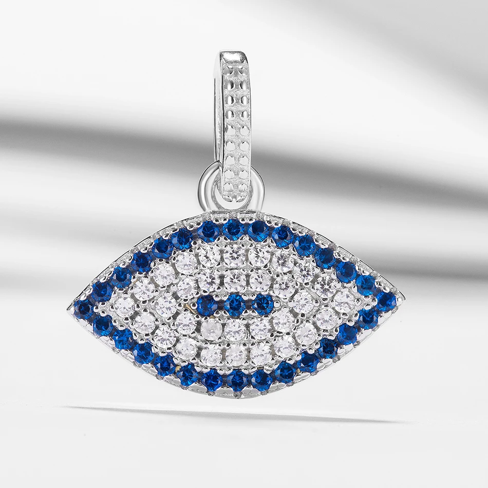 

Wholesale 925 Sterling Silver Blue Lucky Eye Pendant With Cubic Zircon For Woman Party Jewelry