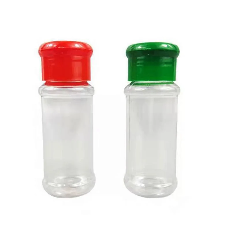 

2pc/set Plastic Spice Jar Seasoning Jar Bottle Salt Pepper Shaker with Lids for Kitchen 100ML 2pcs Seasoning Jar Bottle, Red/green