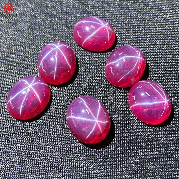 

Redleaf Jewelry hot sale High Quality Oval Cabochon Loose Synthetic corundum ruby star ruby For making jewelry