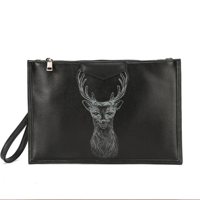 

New Arrival England Style Elk Pattern Envelope Business Bag Custom Available Bulk Luxury Clutch Hand Bag for Unisex