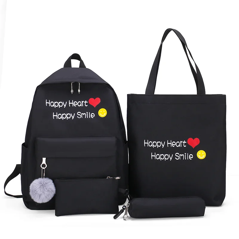 

Wholesale 4-piece set polyester teenage students school bags primary junior middle girls backpack