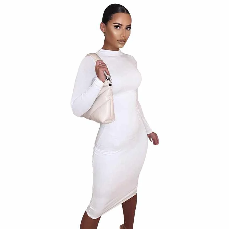 

hot sale women fashion solid long sleeve dress sexy bodycon dress woman casual dresses