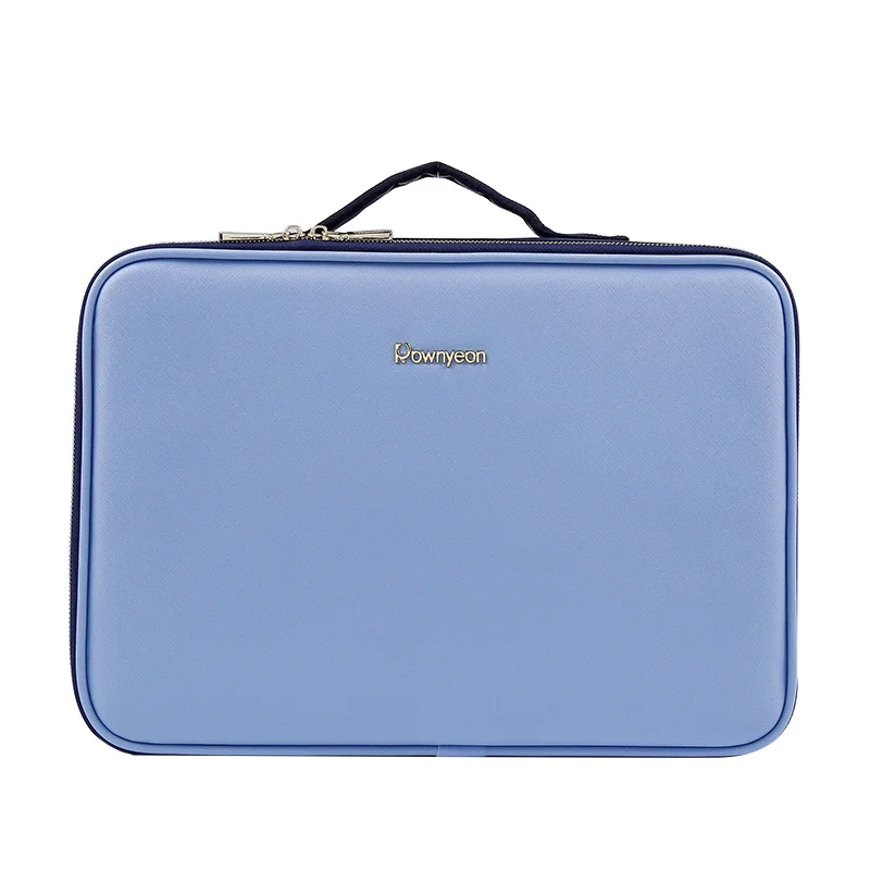

Rownyeon Wholesale Custom Blue Big PU Leather Makeup Cosmetic Bag Case For Gift