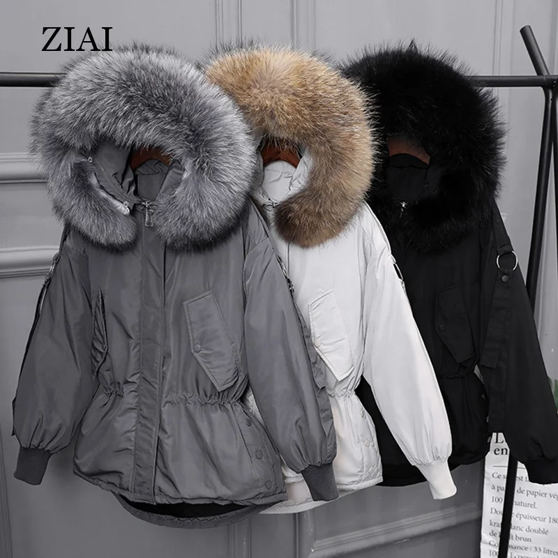 

2020 new fashion long women puffer coat with real big fur hood duck down coat waterproof ladies jackets for winter coats, Black,gray,beige