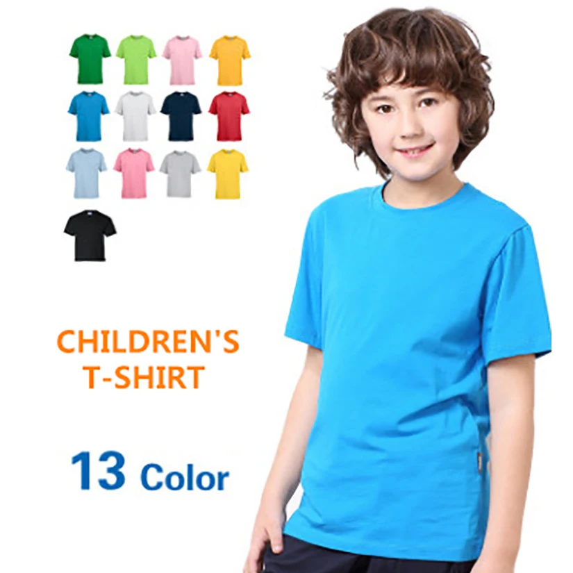 Wholesale blank 100% cotton children Tee short sleeves kids T shirts with custom logo