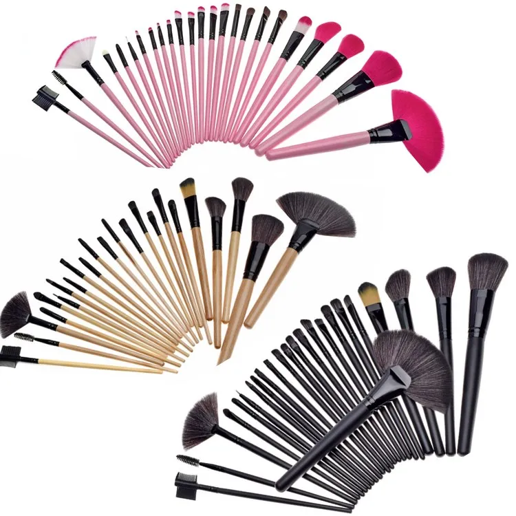 

Newest 24pcs Makeup Brush Set Colorful Handle Nylon Hair Makeup Brushes Custom Logo, Black/pink