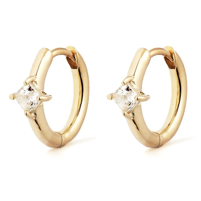 

Gemnel 925 silver fashion diamond yellow gold hoop jewelry women small huggie earrings