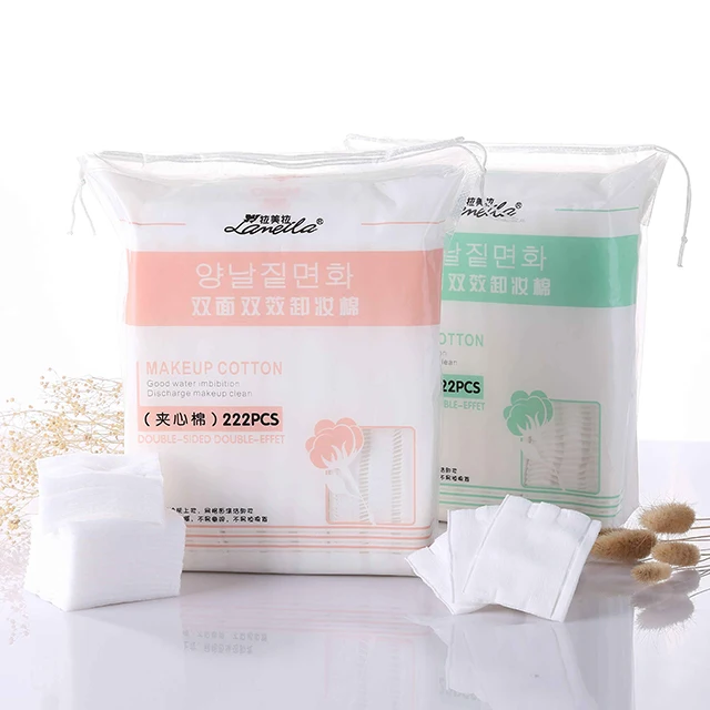 

222pcs disposable cosmetic facial organic cotton pad makeup remover pads B1092, White or customized