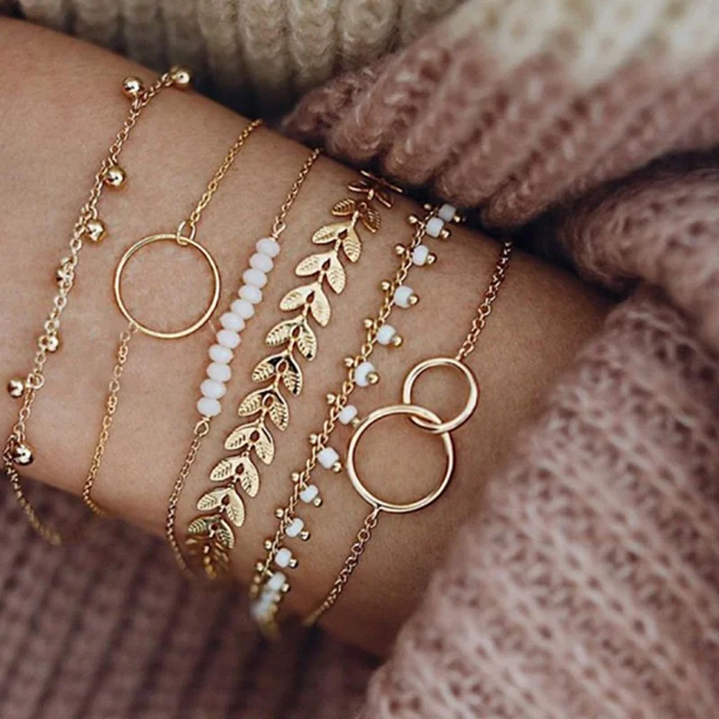 

Boho Multilayer Adjustable Open Gold Bracelets for Woman Retro Shell Beads Geometric femme Indian Bracelet