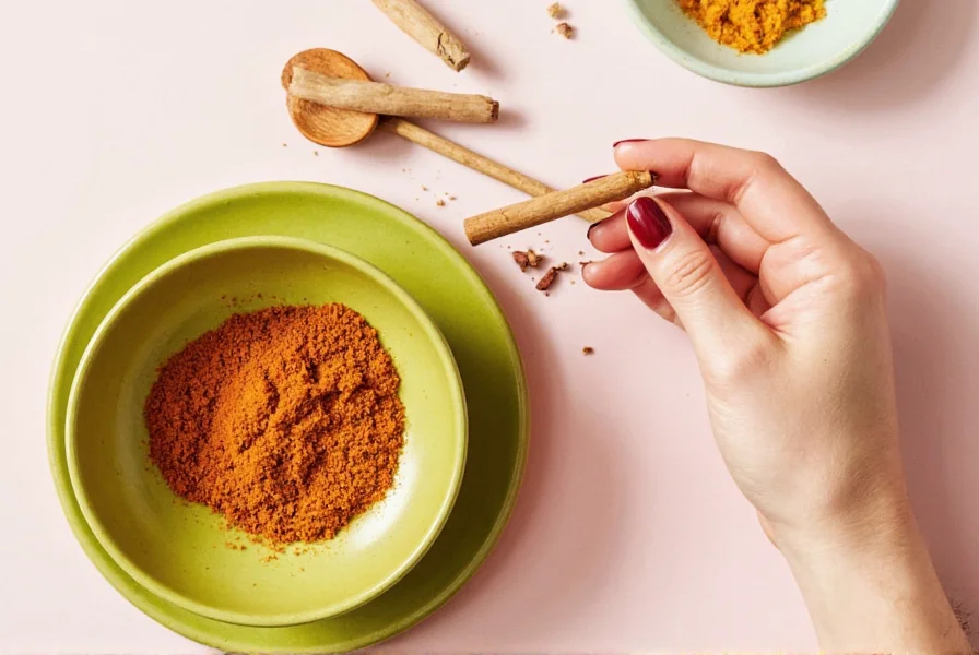 Spices in colorful jars including sazon seasoning