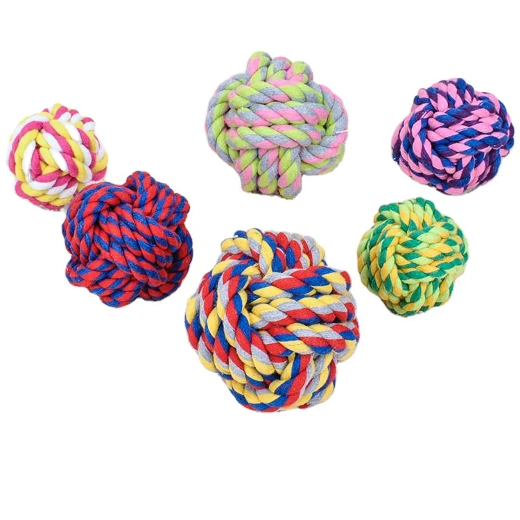 

Cotton ball toy pet dog molars handmade dog rope knot ball knitting ball