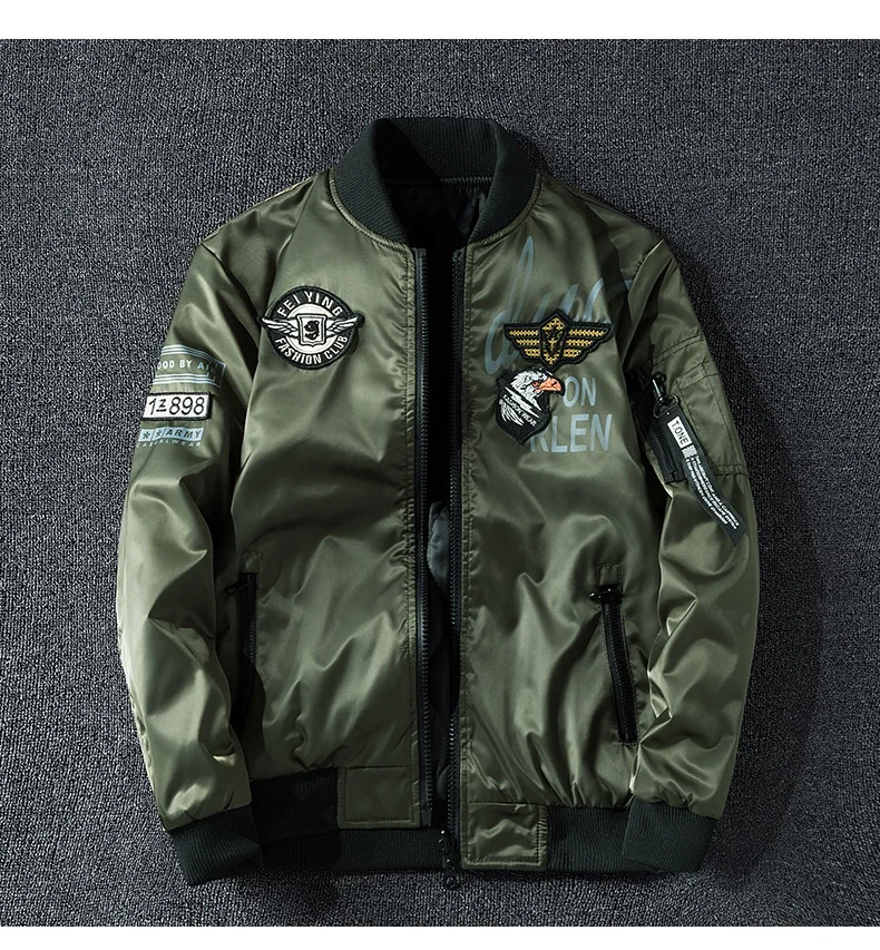 

2020 Fashion Men embroidery jacket Pigskin jacket wholesale custom top quality bomber jacket with embroidery, Pic