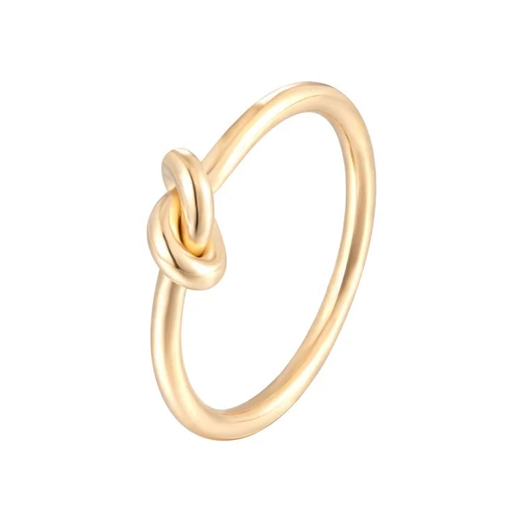 

Minimalist 18K Gold Plated Ring Stainless Steel Stackable Knot Rings Jewelry Women, Gold, rose gold, steel, black etc.