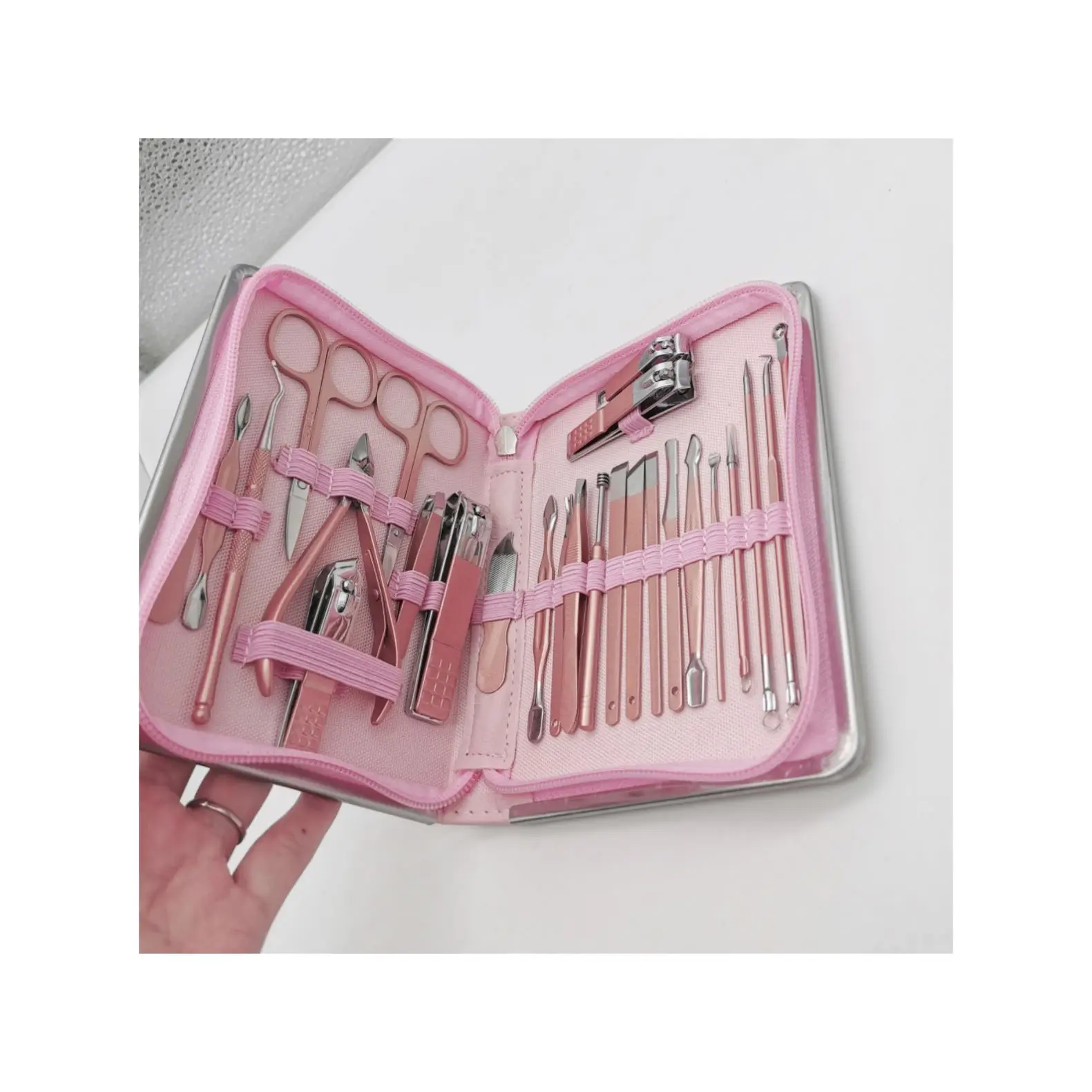 

Kit Manicure Nail Care Set In Stock 26 Pieces Stainless Steel Nail Clippers Cutter Kit Nail Care Manicure Set