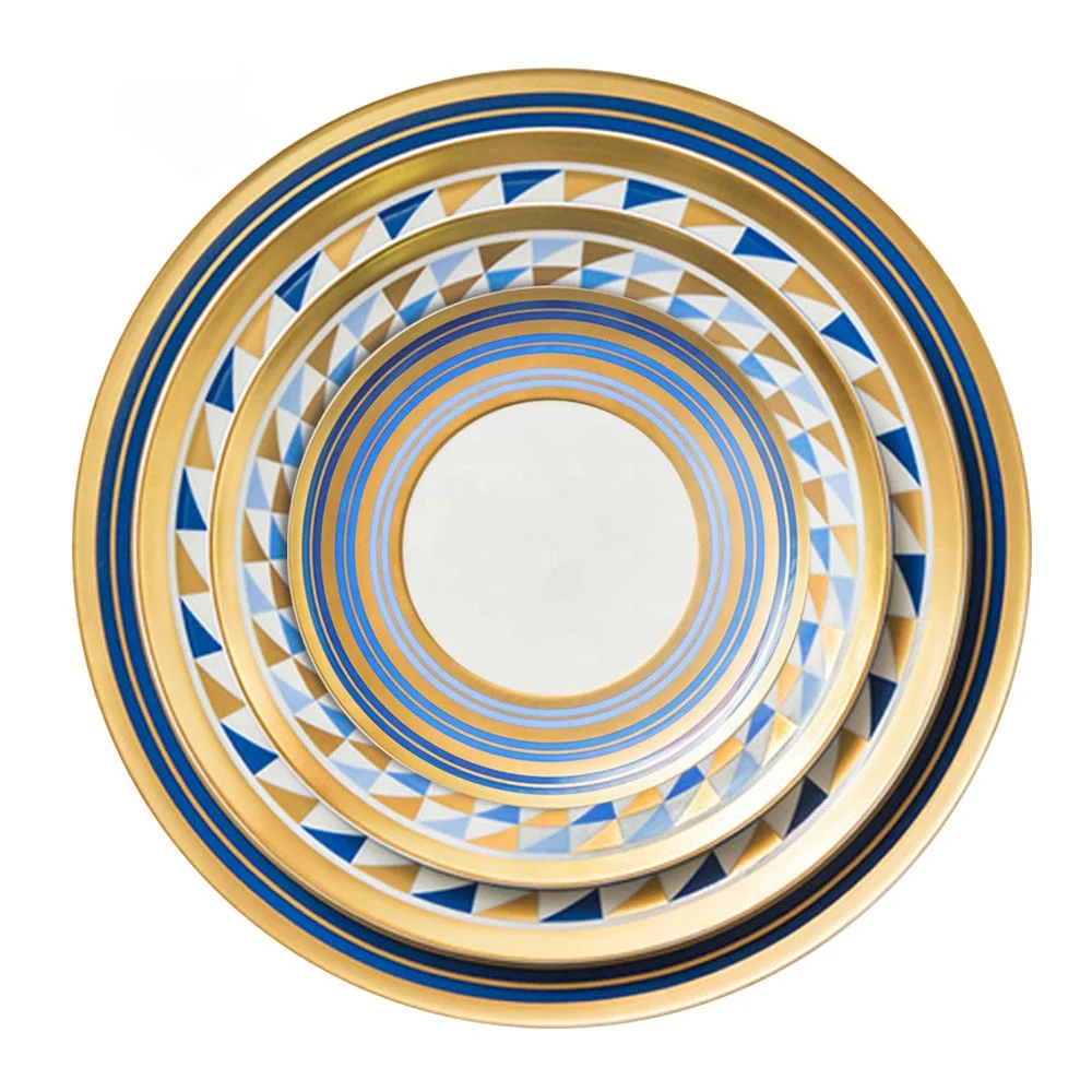 

New Arrival tableware sets luxury porcelain charger plate bone china dinner wedding restaurant plates sets, As shown