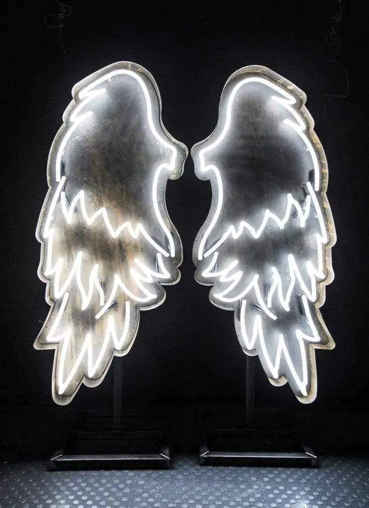Cartel De Neón De Alas De Ángel,Luz Led Montada En La Pared
