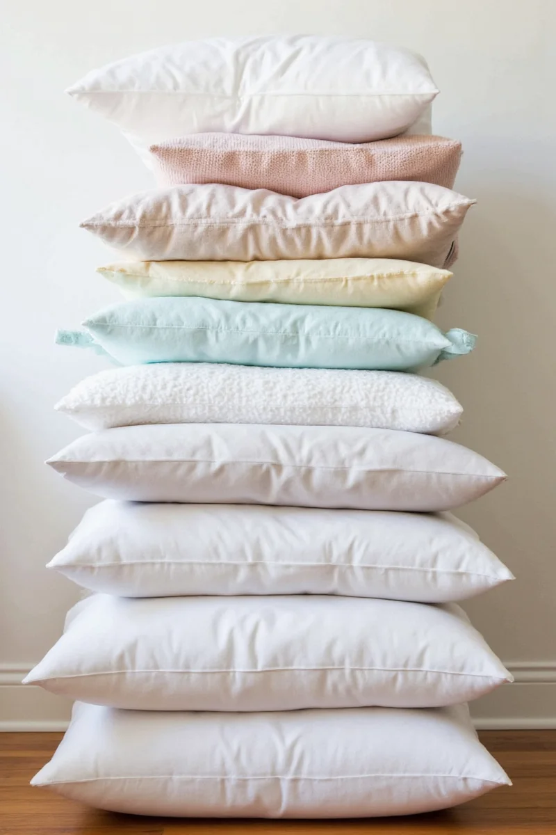 Happy family enjoying a pillow fight