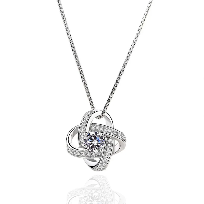Minimalist geometric zircon diamond pendant short clavicle chain link necklace jewelry