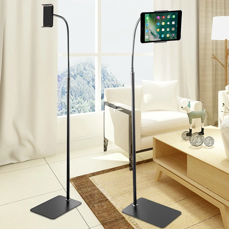 

Free sample Tablet Floor Stand Adjustable Gooseneck Long Arm Cell Phone Holder Mount for 4-12.9 inch Tablet iPad, Black