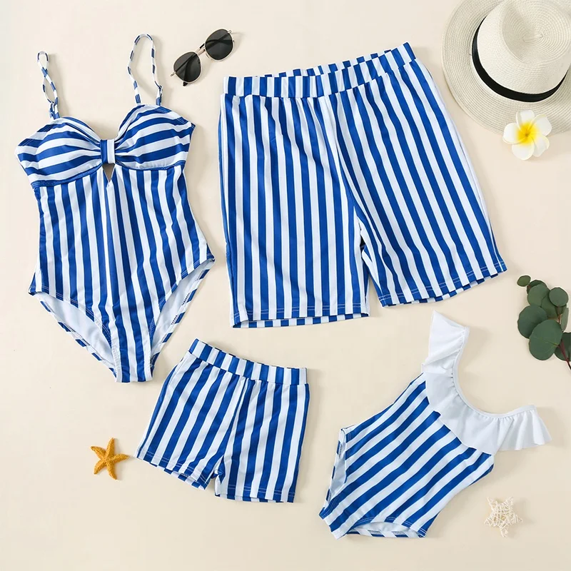 

2021 Hot sale mommy and me stripe sling swimsuit one-piece beach pants newest swimsuit
