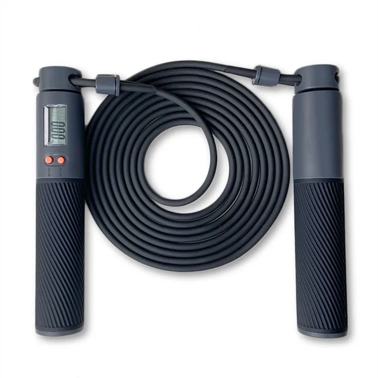 

3m skipping rope adjustable silicone light weight fitness counting skipping rope, Black