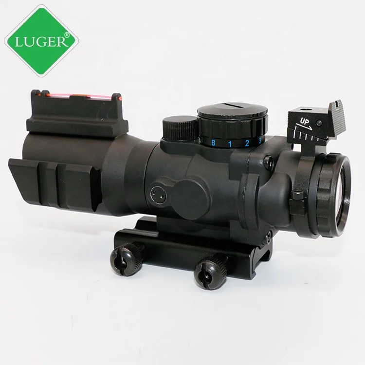 
LUGER hunting scope Compact tactical Military Rifle Sight 4x32 fiber Optic Rifle with Mount and Red Green Dot 