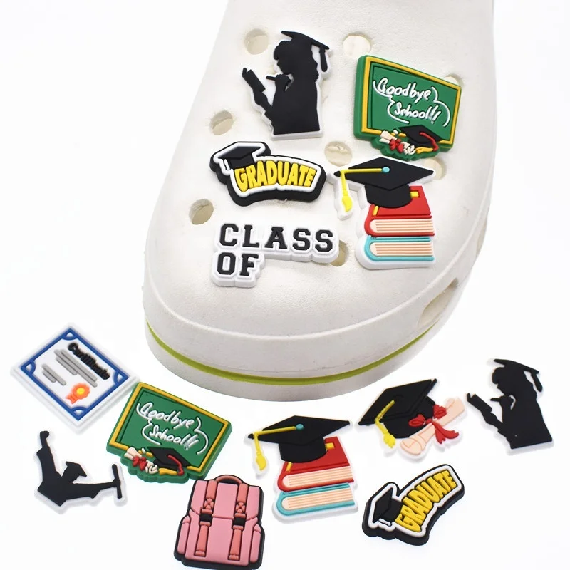 

Graduation topic clog shoe charms for university students croc shoe Decorations, As picture