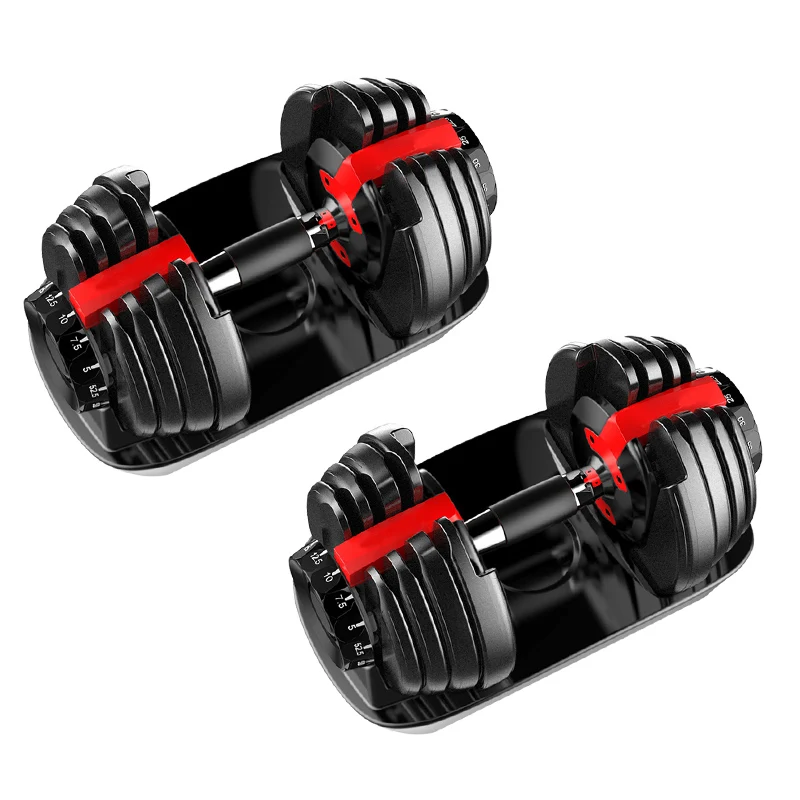 

2021 Agreat Wholesale Gym Equipment 552 52.5 LB /24 KG Adjustable Dumbbell Set, Black/red