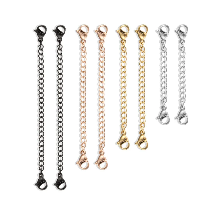 

Double lobster clasps stainless tail chain for bracelet DIY jewelry necklace extension chains