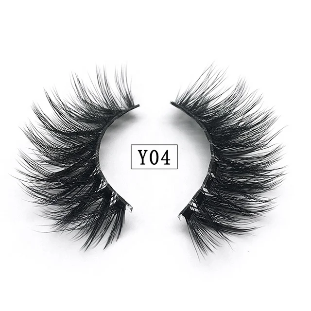 

2019 Wholesale Custom Logo 3d faux mink stripe synthetic false eyelashes with clear band, Nature black