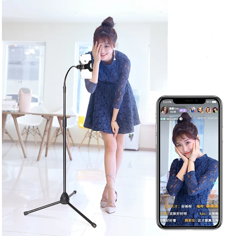 

keianmi SP1 mobile phone stand moving tripod rotation flexibl, Black