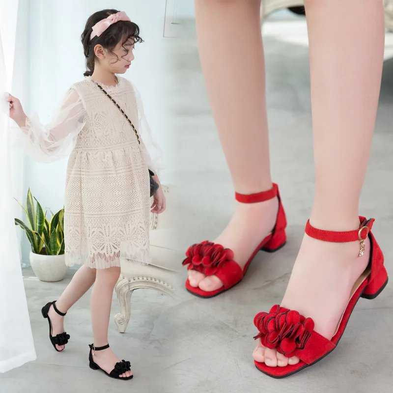 

2020 new summer Korean students big children little girls children princess shoes high heels