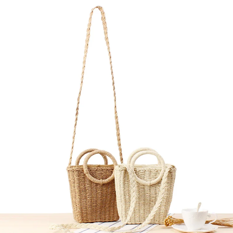 

New hand-carried crossbody dual-use woven bag ins vacation beach straw woven female bag