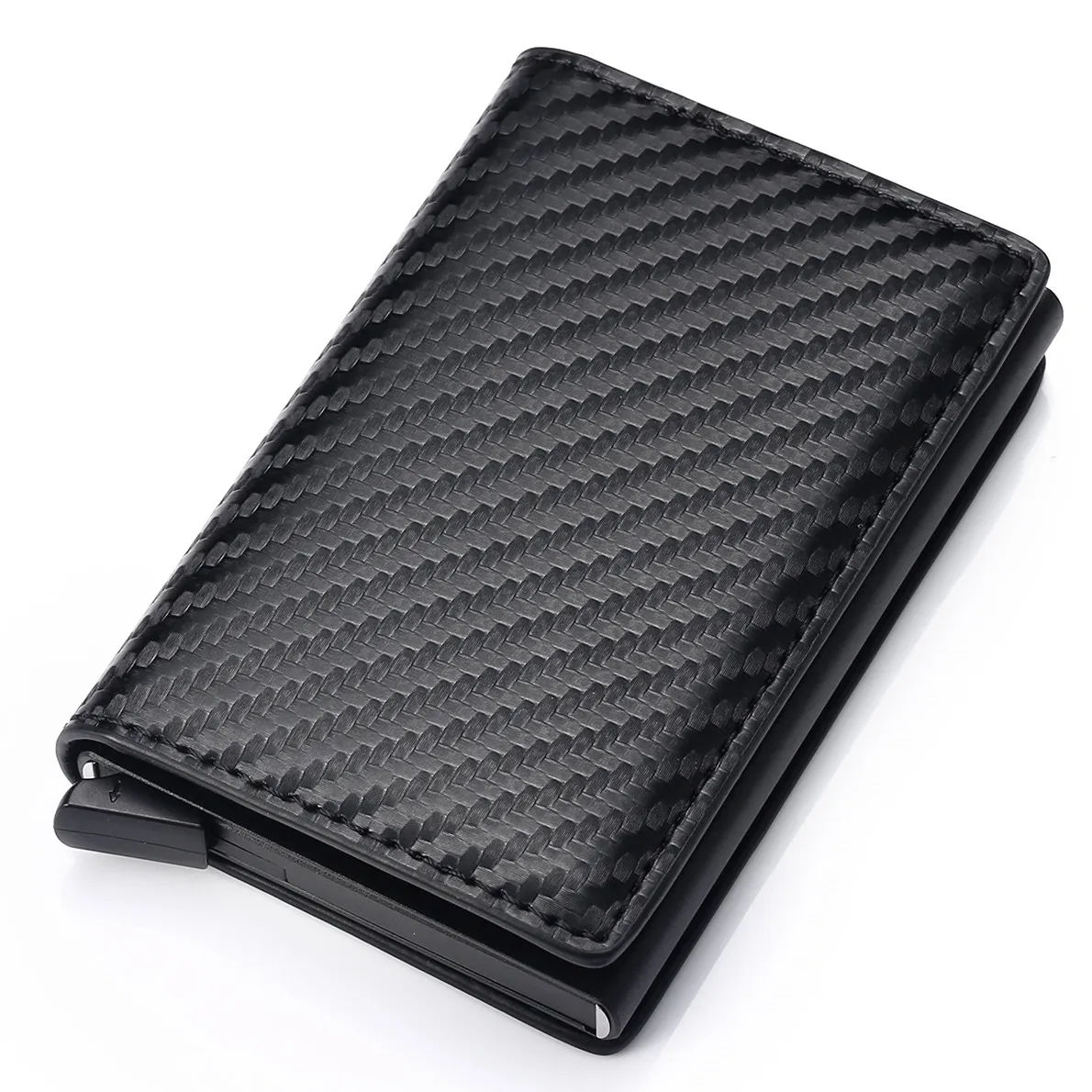 

Rfid Card Holder Men Wallets Money Bag Male Vintage Black Short Purse Small Leather Slim Wallets Mini Wallets Thin Carbon Fiber, Customized color
