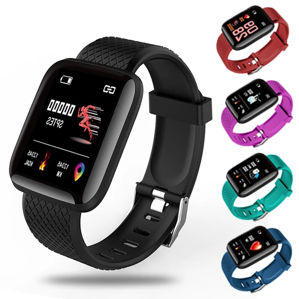 

Hot Selling 116 plus Colorful Smart Watch Wrist Band Bracelet Blood Pressure Sport Wristband Fitness Smart watch, Black, blue, red, green, purple
