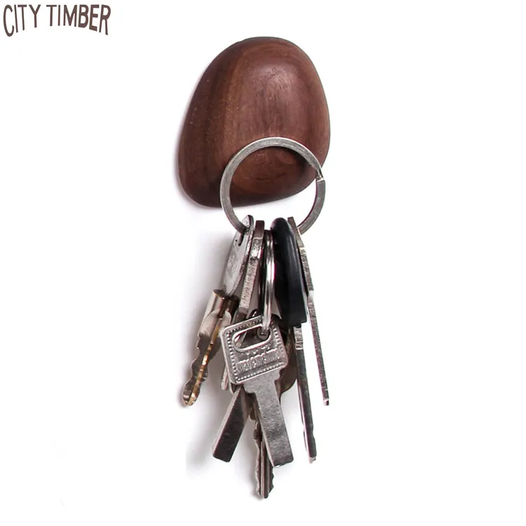 

wholesale hot selling creative rustic wall mounted key hanger strong magnetic key holder wood key hook, Natural wood color