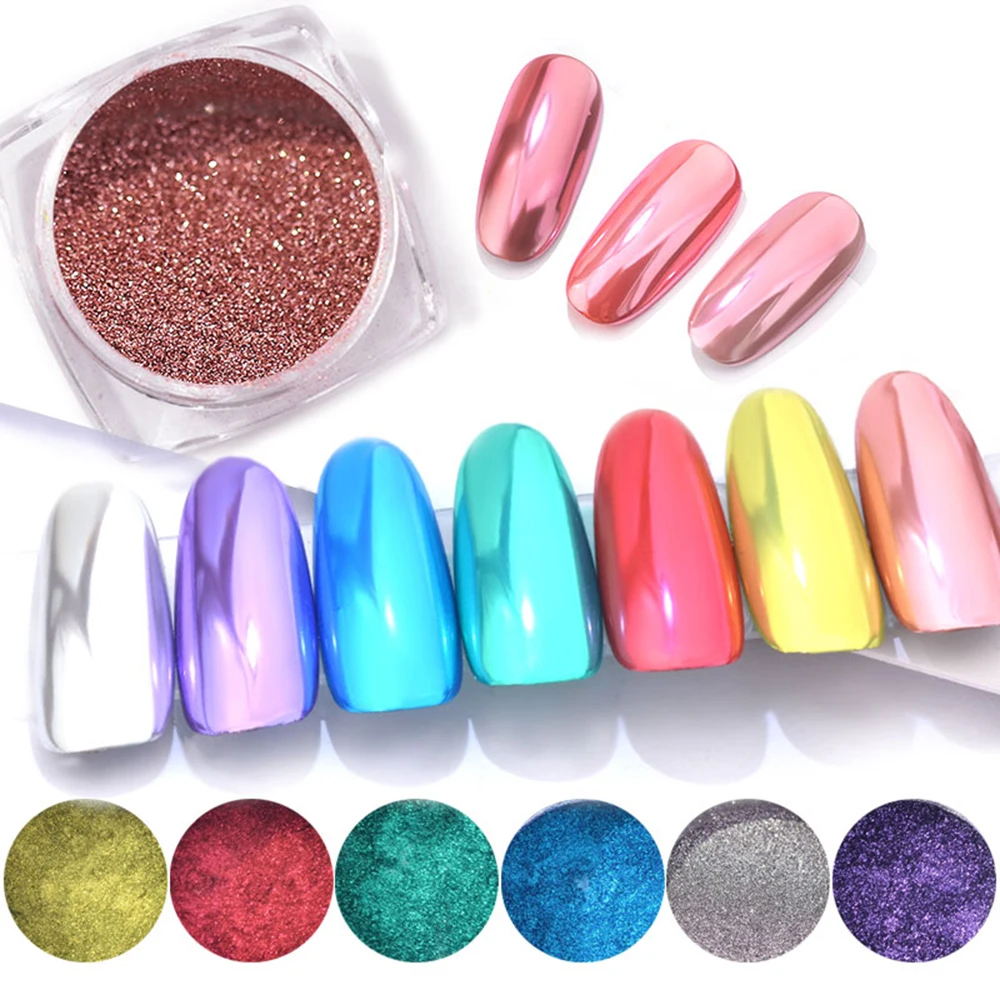 

Nail mirror powder sequins metallic color nail art polishing chrome flakes pigment dust glitter holographic dipping powder