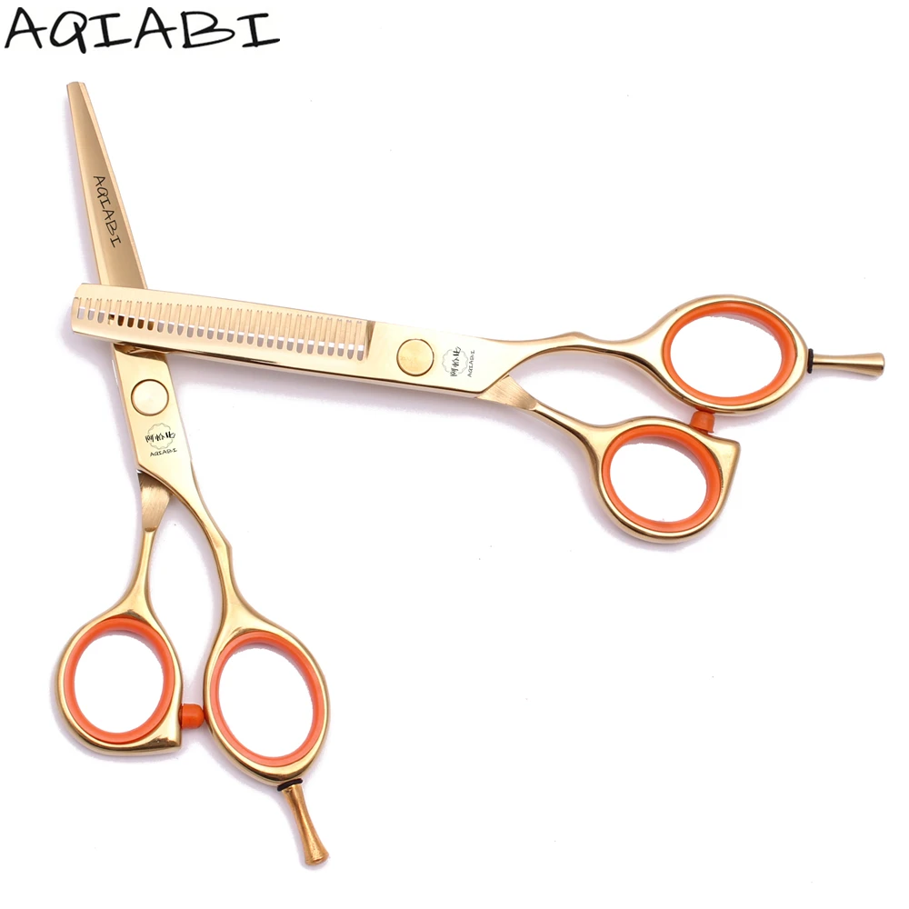 

Thinning Shears 5.5'' AQIABI Hair Cutting Scissors Barber Scissors Hair Scissors Gold Salon Haircut Set A1014