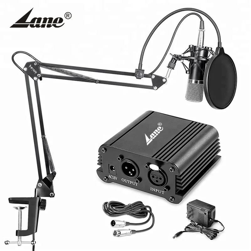 

Condenser Microphone Kit with 48V Phantom Power for Recording Studio