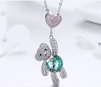 

2019 Amazon Hot Crystal Teddy Bear Necklace Silver 925 Bear Necklace Jewelry Vendor