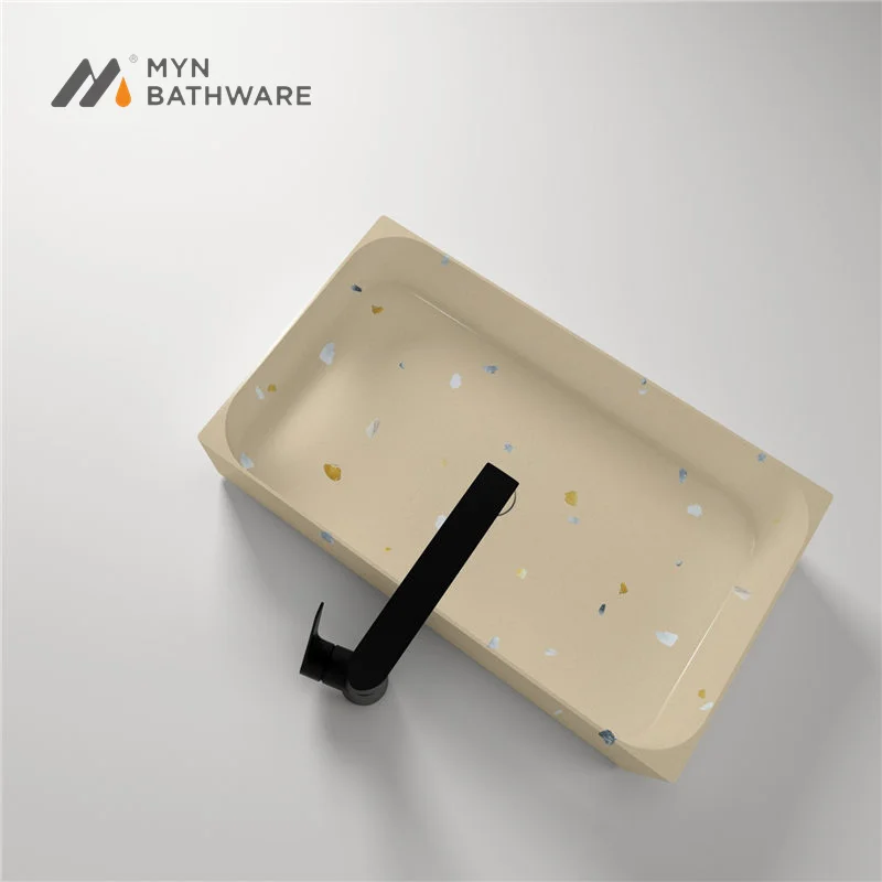 

New fashion colors terrazzo counter stone basin sink for bathroom